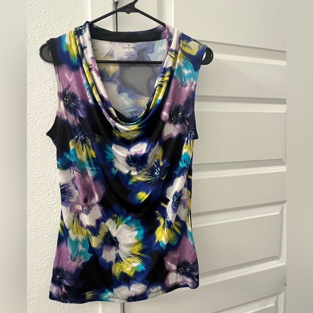 Worthington Multicolor Cowl Neck Top